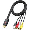 Neoteck Convertitore da AV a HDMI 1080P Adattatore AV a HDMI 60CM Conversione 16:9/4:3 Adattatore Audio Video Composito CVBS Supporta PAL/NTSC per Wii/PS1/PS2/N64 Cavo da RCA Femmina a HDMI Maschio