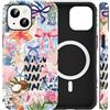 Kilbnom Magnetica Collage Cover per iPhone 14/iPhone 13 Estivi Oceano, Aesthetic Fiori Papillon Farfalla Motivo, Compatibile con MagSafe Silicone, Disegno per Donne Case per iPhone 13 6,1, Fiocco