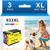 Aurotec 933XL Cartucce d'inchiostro Multipack Compatibili per HP 932 933XL Multipack per HP OfficeJet 6600 Cartucce, 932XL 933XL per HP 6700 7510 7612 7110 6100 7610 6110 (1 Ciano,1 Magenta, 1Giallo)