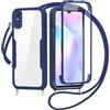 FERLAN Cover per Redmi 9A/Redmi 9I/Redmi 9 AT con Cordino, 360 Gradi Antiurto Custodia con Protezione Schermo Integrata Trasparente Rugged TPU Bumper Doppia Protettiva Cover per Redmi 9A/Redmi 9I - Blu