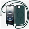 Belzsxy Cover Compatible con iPhone 16E/iPhone 17E rimovibile custodia in silicone ,[Antiurto] [AntiGraffio] [Antiscivolo]Custodia con Regolabile Collana per Cordino Collana Necklace Cover Corda，Verde