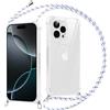 Xylota Cover con Cordino per iPhone 16 Pro 6,3, Trasparente Custodia con Laccio Tracolla Regolabile Corda Collana Catena, Ultra Sottile Silicone TPU + PC Antiurto AntiGraffio Protettiva Case, Bianco