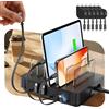 SooPii HomeHub H1, stazione di ricarica da 60 W per più dispositivi con 4 cavi magnetici retrattili da C a C e 2 da C a iP, organizer per caricabatterie per iPhone 17/16, tablet, Samsung, AirPods e
