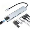 Truhuova Docking station 8 in 1 USB C Hub con HDMI 4K a 30Hz, 100W PD, RJ45 Ethernet, lettore di schede SD/TF, USB 3.0/2.0, hub USB C HDMI Ethernet, adattatore USB C LAN per MacBook, iPad, laptop
