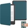 MoKo Custodia per Ebook Reader da 6(11a Gen-2024/2022), Cover a Conchiglia Leggera Cinturino per la mano con Auto Sonno/Sveglia per 11a Gen 2024,NON per Kobo Aura 2/Remarkable, Gemma Verde