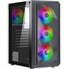 Nuwo Rodan R602 Nero Case ATX per PC Gaming, Supporta E-ATX, 0.50MM SPCC con 4 Ventole LED ARGB Indirizzabile Frontale Mesh e Pannello Laterale in Vetro Temperato