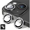 Zeponny Proteggi Obiettivo Fotocamera Compatibile con iPhone 12/12 Mini, Protezione per Fotocamera in Vetro Temperato Diamond, Anelli Metallici Singoli, Accessori per Telefono (Nero)