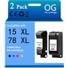 OGOUGUAN Sostituzione per HP 15 78 2 cartucce d'inchiostro compatibili con Deskjet 3810 3820 815c 916c 920c 940c 948c Officejet 5110 V30 V40 V45 PSC 2120 700 720 750 760 900 9500 950 0