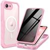 seacosmo Cover per iPhone 16e / 17e Privacy Magnetica, Compatibile con Magsafe, Antispy Schermo Integrata in Vetro Temperato, Protezione Fotocamera, Custodia 360 Gradi Antishock Fronte Retro - Rosa