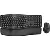 SABLUTE Tastiera e mouse wireless, 30 dB, tastiera ergonomica silenziosa, tasti Wave e poggiapolsi morbido, interruttore Dual System per Windows/Mac, ideale per team di business e home office
