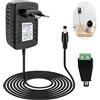 zstg Alimentatore di rete da 24 V, 2 A, 48 W, AC 100 - 240 V su 24 V DC, trasformatore con connettore da 5,5 x 2,5 mm, spina europea per strisce LED, router radio, COB Strips, telecamere CCTV, 1,5 m