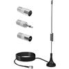 AYHYHLJZJ Antenna radio Dab UKW FM Aicharynic con base magnetica + cavo coassiale 3M + 3 adattatori | antenna FM amplificata interna per catena HiFi e Autoradios | Antenna TV interna potente