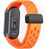 MELEJIA Cinturino Silicone Compatibile con Xiaomi Mi Band 10/Mi Band 9/8, Ricambio Cinturino, Chiusura Magnetica, Regolabile Sportiva Silicone Cinturini-Arancione