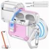 MoKo per Custodia AirPods Pro 3 con Chiusura 2025 - Compatibile con MagSafe, Supporto per Telefono & Pop-up Auto per Custodia AirPod Pro 3a Gen., Copertura Protettiva con Kit Pulizia, Bianco + Rosa