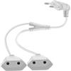 YINGAYOU Cavo di Prolunga Europeo 2 in 1 2.5A 250V 625W 90 Gradi Prolunga Elettrica Doppia Europeo, per Elettrodomestici TV PC Etc (Bianco 90 Gradi, 0.4 m)
