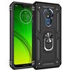 TiHen Custodia Motorola Moto G7, Cover 360° Girevole Ring Armor Bumper TPU Case Magnetica Supporto Smartphone Silicone Custodie con Pellicola Protettiva per Motorola Moto G7,Nero