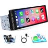 Podofo Autoradio 1 Din con Carplay Bluetooth Android Auto, Auto Radio con 6,86 Pollici Schermo Supporta Connessione Specchio FM, Telecamera Posteriore e Microfono