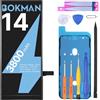 bokman Batteria per iPhone 14 3800mAh, Batteria Interna di Ricambio ad Alta Capacità con Kit di Riparazione, Strumenti e Strisce Adesive, Compatibile A2649 A2881 A2882 A2883 A2884