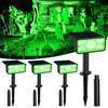 T-SUNUS Faretti solari verdi per esterni, luci solari da giardino, impermeabili, 2 modalità luminose, luci di sicurezza, luci di sicurezza per giardino, albero, cortile, prato, scale (confezione da 4)