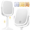 Gospire Specchio da trucco rettangolare illuminato con luci in 3 colori, regolabile in altezza e ingrandimento 1X/7X, batteria ricaricabile da 4000 mAh per camera da letto, superficie ampia 21,6 x