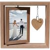 JHAZUN Cornice Foto in legno, 10 x 15 cm, Personalizzata Portafoto,Doppia Faccia Girevole,Con Ciondolo a Forma di Cuore,Regalo di Compleanno (Colore legno Naturale)