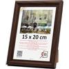 3-B Cornice portafoto Mori - marrone scuro (noce con venature ottiche del legno) - 15 x 20 cm - Cornice in legno, cornice per foto, cornice con vetro acrilico