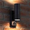 Auraglow Applique PIR Sensore Movimento Up Down Acciaio Nero, Bianco Caldo | Luce di sicurezza a doppio fascio, lampadine LED incluse, IP44 resistente alle intemperie, per ingresso, garage e vialetto