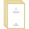 Veelot® 3x Cornice per Foto DIN A4 21x29.7cm,Alluminio Metallo,dorato,Cornice per 21 x30cm,Disegni per Bambini,certificati di documenti e diplomi,Montaggio a parete o esposizione da tavolo