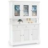 milani home Credenza con Vetrina in Legno Massello 150x43x218