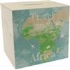 speecheese Salvadanaio in legno con carta africana e scritta - travel Through Africa come regalo per i vacanzieri che vogliono viaggiare in Africa e hanno bisogno di soldi per il volo e la sistemazione