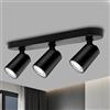 GY Faretto LED da Soffitto Nero 3 Luci - Lampada da Soffitto Lineare Moderna Orientabile a 360° - Spot GU10 Senza Lampadine - Illuminazione Interni per Cucina, Corridoio, Soggiorno