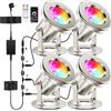 OSREE All-in-One Luci per Laghetto RGB con Cavo 12M, Acciaio Inossidabile SS316 Faretti per Laghetto con APP, Luci Laghetto Espandibile Immersione per Fontana, Laghetto, Cascata, Ruscello, 4er-Pack