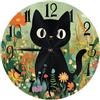 Mexpekil Orologio da parete decorativo per la casa, grazioso gatto nero con stampa chic, 25,4 cm, silenzioso, funzionamento a batteria, per camera da letto, cucina, soggiorno, ufficio