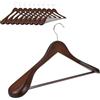 Hangerman Grucce in legno naturale, confezione da 10 grucce in legno, per giacche, capispalla e camicie, finitura lucida con spalla extra larga, ganci girevoli a 360 gradi, barra antiscivolo con gomma