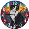 Mexpekil Orologio da parete decorativo per la casa, grazioso gatto con fiori di rosa, 25,4 cm, silenzioso, funzionamento a batteria, per camera da letto, cucina, soggiorno, ufficio
