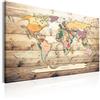 B&D XXL - Lavagna Di Sughero per Puntine - Mappa Mondo 120x80 cm 1 Pezzo - Bacheca Sughero da Parete & Quadro su tela in un Uno - Grande Decorativo per Parete per le Note - Terra k-B-0009-p-b