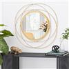 HLFMVWE Specchio rotondo da parete dorato con cornice in filo di ferro, specchio da parete per la decorazione della casa, soggiorno, camera da letto, bagno, ingresso, piccolo 30 x 30 cm