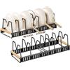 Generic Confezione da 1 organizer per coperchi in acciaio inox all'interno dell'armadio con 7 divisori regolabili - organizer per coperchi di pentole e padelle, lunghezza totale 57,5 cm (nero)