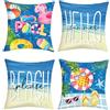 Joymaison Federe per Cuscini Divano 45x45 set di 4 Estate Oceano Spiaggia Federa Copri Cuscino Mare Frutta Ananas Unicorno Federe Confezione Copricuscini Quadrati per Camera da Letto Divano