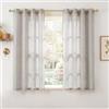 PONY DANCE Tende Camera da Letto Effetto Lino Semitrasparenti Tende Corte Soggiorno e Cameretta Bambini per Interni Curtains Cucina con Anelli 2 Pezzi L 140 x A 160 CM, Avorio