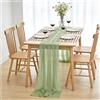 NZNSML Runner da Tavolo in Tessuto Chiffon Verde Salvia 70 x 300 cm