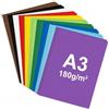QWORK® 50 Pezzi Cartoncini Colorati A3-180g/m² Opachi, 10 Colori per Stampa e Creatività