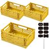 CNKHDZ 3 pezzi contenitori pieghevoli c stabili cestini pieghevoli cestini pieghevoli contenitori contenitori contenitori per la cucina (Giallo, 2 pack 30×20×12 cm+1 pack 42×28×16 cm)