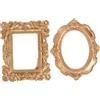 HOMSFOU 2 Pz Cornici Foto Dorate Mini in Resina 4.92X3.94X0.39 Pollici Decorazione Creativa Per Casa Tavolo Cornice Foto Family Cornici Oro Rotonde