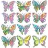 LALADEFIEE Adesivi per Zanzariere 12Pezzi Farfalle Colorate Funzione Anticollisione per Finestre e Porte in Vetro, per Camera da Letto e Ambienti Interni