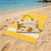 TexLom Telo Mare Fouta con Frange 80x160 cm con Borsa Coordinata Con Zip, Leggero e Assorbente (Giallo Tartarughe)