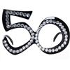 Bessy shop Occhiali da Compleanno 50 Anni con Strass Accessorio Festa alla Moda Unisex - Bicchieri Decorativi per Anniversari e Feste - Montatura Glamour per Decorazioni Party