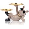XYQXYQ Statua di bulldog multifunzionale, vassoio decorativo in resina per cani maggiordomo, serbatoio creativo carino per cani, collana portachiavi a portafoglio applicabile