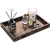 TABHOUKIT Vassoio Portaoggetti da Bagno Marmo Naturale Svuotatasche Ingresso Versatile Vassoio da Letto Decorazioni Vassoio Soggiorno Cucina Profumi Asciugamano Pianta Candele (Marrone Scuro, 30 x 20 x 3 cm)