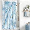 Uiiooazy Tenda Doccia Antimuffa, Tenda da Doccia 120x180cm Blu Cielo Effetto Marmo Sfumata Blu Tende da Bagno Impermeabile Tessuto Lavabile Poliestere Tende per Vasca da Bagno con 8 Anelli